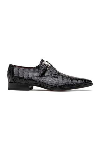 Marco Di Milano Rovigo Black Exotic Crocodile Single Monk Strap (MDM1126)