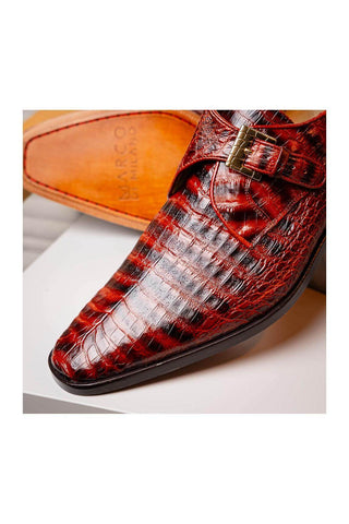 Marco Di Milano Rovigo Cognac Exotic Crocodile Single Monk Strap (MDM1126)