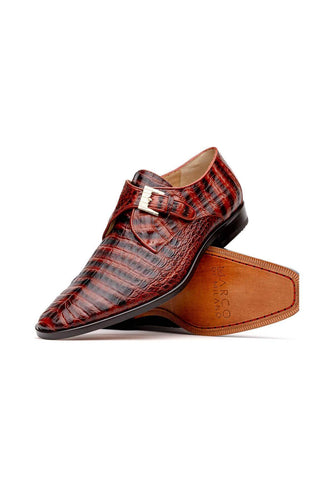 Marco Di Milano Rovigo Cognac Exotic Crocodile Single Monk Strap (MDM1126)