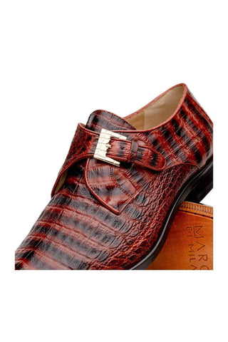 Marco Di Milano Rovigo Cognac Exotic Crocodile Single Monk Strap (MDM1126)