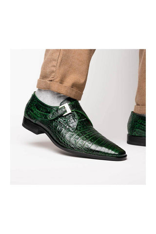 Marco Di Milano Rovigo Green Crocodile Single Monk Strap (MDM1126)