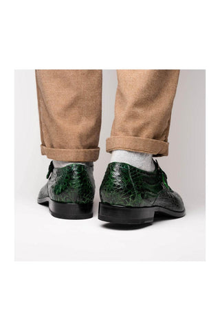 Marco Di Milano Rovigo Green Crocodile Single Monk Strap (MDM1126)