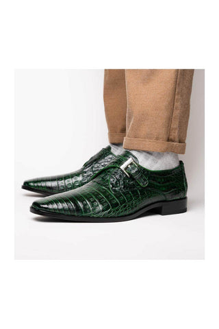 Marco Di Milano Rovigo Green Crocodile Single Monk Strap (MDM1126)