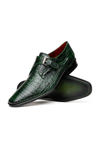 Marco Di Milano Rovigo Green Exotic Crocodile Single Monk Strap (MDM1126)