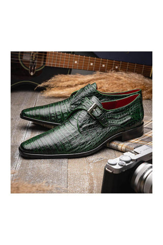Marco Di Milano Rovigo Green Exotic Crocodile Single Monk Strap (MDM1126)