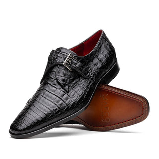 Marco Di Milano Rovigo Men's Shoes Wine Exotic Crocodile Skin Single Monk-Strap Loafers (MDM1000)-AmbrogioShoes