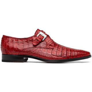 Marco Di Milano Rovigo Men's Shoes Wine Exotic Crocodile Skin Single Monk-Strap Loafers (MDM1000)-AmbrogioShoes