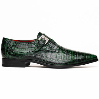 Marco Di Milano Rovigo Men's Shoes Wine Exotic Crocodile Skin Single Monk-Strap Loafers (MDM1000)-AmbrogioShoes