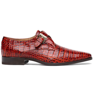 Marco Di Milano Rovigo Men's Shoes Wine Exotic Crocodile Skin Single Monk-Strap Loafers (MDM1000)-AmbrogioShoes