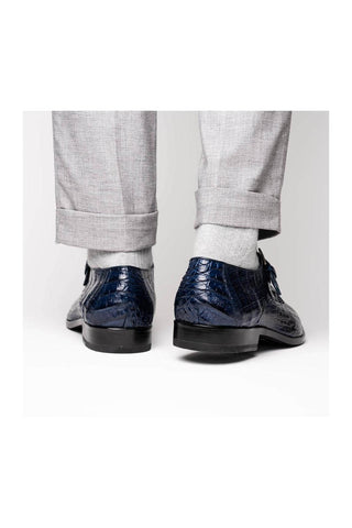 Marco Di Milano Rovigo Navy Crocodile Single Monk Strap (MDM1126)