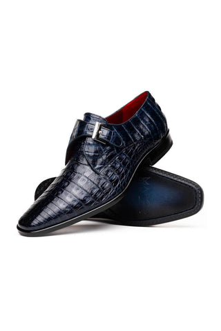 Marco Di Milano Rovigo Navy Crocodile Single Monk Strap (MDM1126)