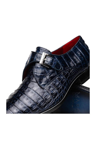 Marco Di Milano Rovigo Navy Crocodile Single Monk Strap (MDM1126)