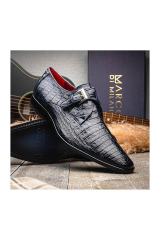 Marco Di Milano Rovigo Navy Exotic Crocodile Single Monk Strap (MDM1126)