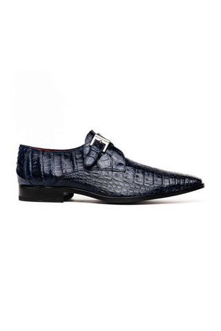 Marco Di Milano Rovigo Navy Exotic Crocodile Single Monk Strap (MDM1126)