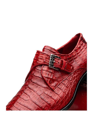 Marco Di Milano Rovigo Red Crocodile Single Monk Strap (MDM1126)