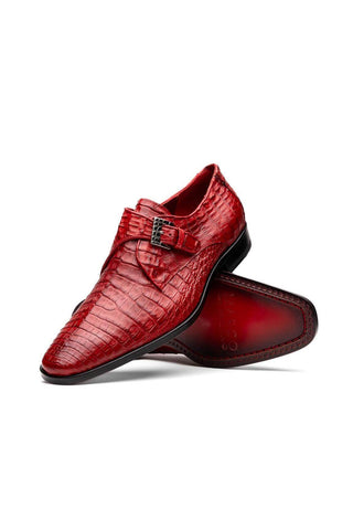 Marco Di Milano Rovigo Red Exotic Crocodile Single Monk Strap (MDM1126)