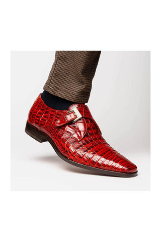 Marco Di Milano Rovigo Rustic Cognac Crocodile Single Monk Strap (MDM1126)