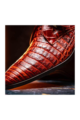 Marco Di Milano Rovigo Rustic Cognac Exotic Crocodile Single Monk Strap (MDM1126)