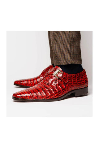 Marco Di Milano Rovigo Rustic Cognac Exotic Crocodile Single Monk Strap (MDM1126)