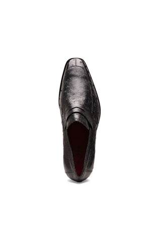Marco Di Milano Salvatore Black Genuine Ostrich Slip-On Loafers (MDM1210)