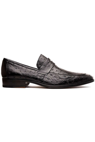 Marco Di Milano Salvatore Black Genuine Ostrich Slip-On Loafers (MDM1210)