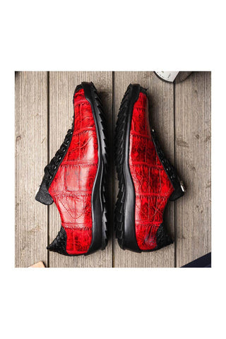Marco Di Milano Saulo Black Cherry Exotic Ostrich / Alligator Casual Sneakers (MDM1045)