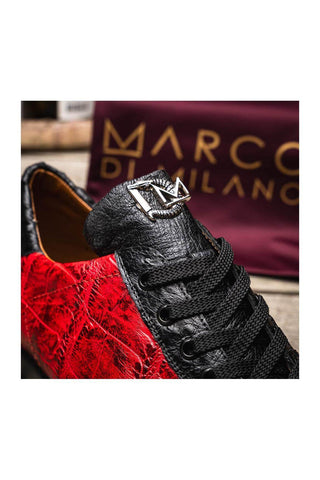 Marco Di Milano Saulo Black Cherry Ostrich / Alligator Casual Sneakers (MDM1045)