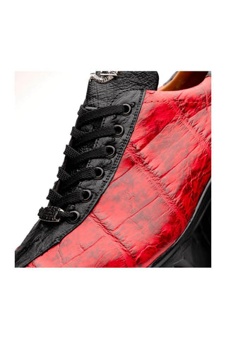 Marco Di Milano Saulo Black Cherry Ostrich / Alligator Casual Sneakers (MDM1045)