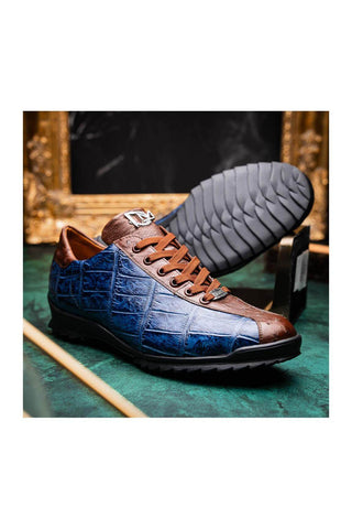 Marco Di Milano Saulo Blue Jeans Ostrich / Alligator Casual Sneakers (MDM1045)