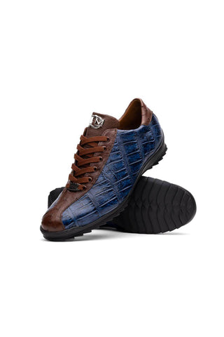 Marco Di Milano Saulo Blue Jeans Ostrich / Alligator Casual Sneakers (MDM1045)