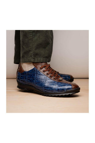 Marco Di Milano Saulo Blue Jeans Ostrich / Alligator Casual Sneakers (MDM1045)