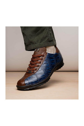 Marco Di Milano Saulo Blue Jeans Ostrich / Alligator Casual Sneakers (MDM1045)