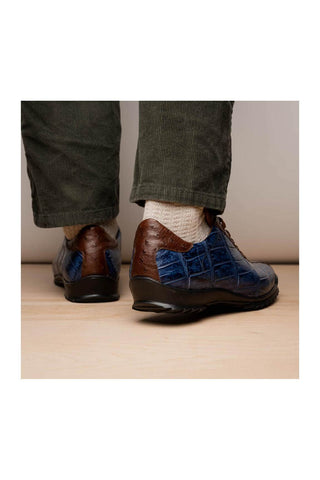 Marco Di Milano Saulo Blue Jeans Ostrich / Alligator Casual Sneakers (MDM1045)