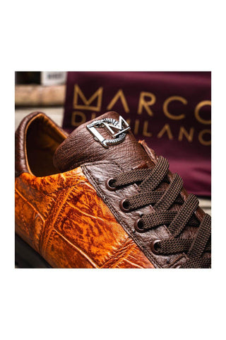 Marco Di Milano Saulo Brandy & Brown Exotic Ostrich / Alligator Casual Sneakers (MDM1045)