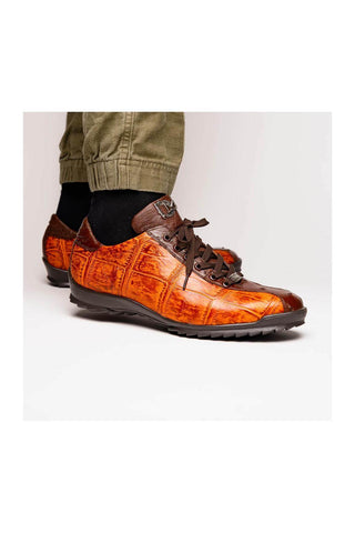 Marco Di Milano Saulo Brandy & Brown Exotic Ostrich / Alligator Casual Sneakers (MDM1045)
