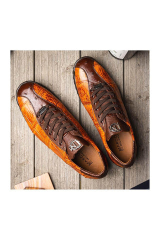 Marco Di Milano Saulo Brandy & Brown Ostrich / Alligator Casual Sneakers (MDM1045)