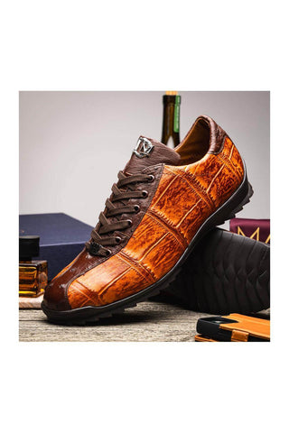 Marco Di Milano Saulo Brandy & Brown Ostrich / Alligator Casual Sneakers (MDM1045)