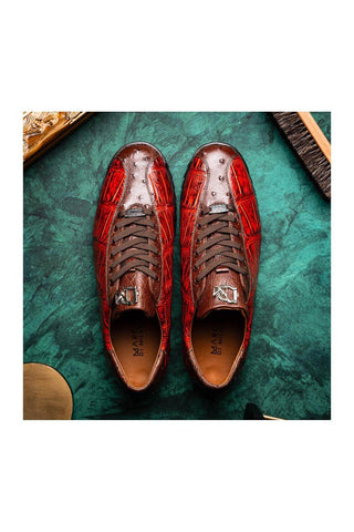 Marco Di Milano Saulo Cognac Ostrich / Alligator Casual Sneakers (MDM1045)