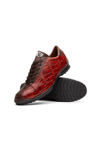 Marco Di Milano Saulo Cognac Ostrich / Alligator Casual Sneakers (MDM1045)