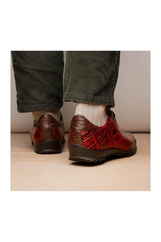 Marco Di Milano Saulo Cognac Ostrich / Alligator Casual Sneakers (MDM1045)