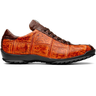 Marco Di Milano Saulo Men's Shoes Green & Cognac Exotic Ostrich / Alligator Casual Sneakers (MDM1045)-AmbrogioShoes