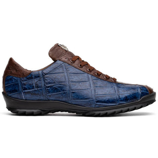 Marco Di Milano Saulo Men's Shoes Green & Cognac Exotic Ostrich / Alligator Casual Sneakers (MDM1045)-AmbrogioShoes