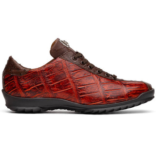 Marco Di Milano Saulo Men's Shoes Green & Cognac Exotic Ostrich / Alligator Casual Sneakers (MDM1045)-AmbrogioShoes