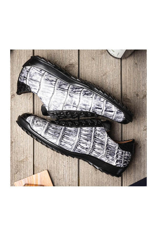 Marco Di Milano Saulo Newspaper & Black Ostrich / Alligator Casual Sneakers (MDM1045)