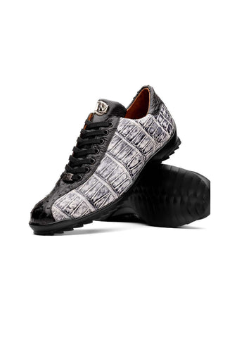 Marco Di Milano Saulo Newspaper & Black Ostrich / Alligator Casual Sneakers (MDM1045)
