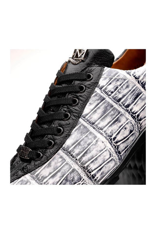 Marco Di Milano Saulo Newspaper & Black Ostrich / Alligator Casual Sneakers (MDM1045)