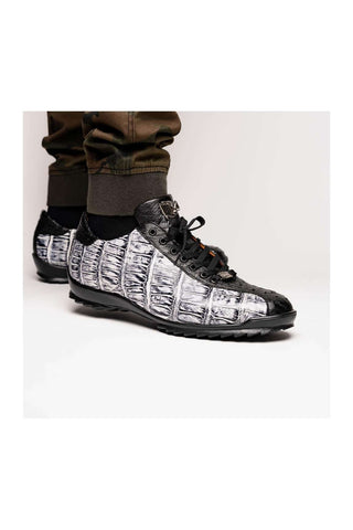 Marco Di Milano Saulo Newspaper & Black Ostrich / Alligator Casual Sneakers (MDM1045)
