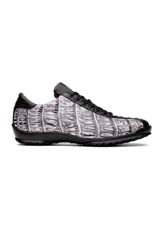 Marco Di Milano Saulo Newspaper & Black Ostrich / Alligator Casual Sneakers (MDM1045)