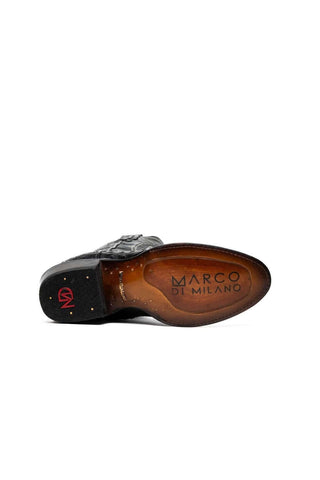 Marco Di Milano Savannah Black Exotic Ostrich Skin Cowboy Boot (MDM1227)