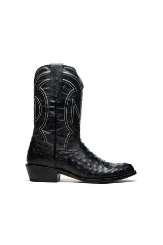 Marco Di Milano Savannah Black Exotic Ostrich Skin Cowboy Boot (MDM1227)